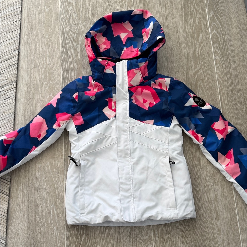 Obermeyer Navy, Pink & White Geometric Ski Jacket